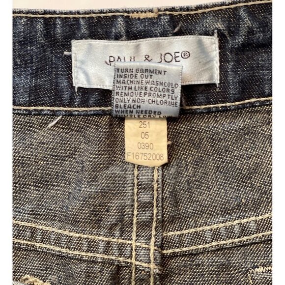 PAUL‎ & JOE Dark Denim Mini Skirt Juniors Size 7 Embroidered Owls y2K-Style Wash - Picture 6 of 9